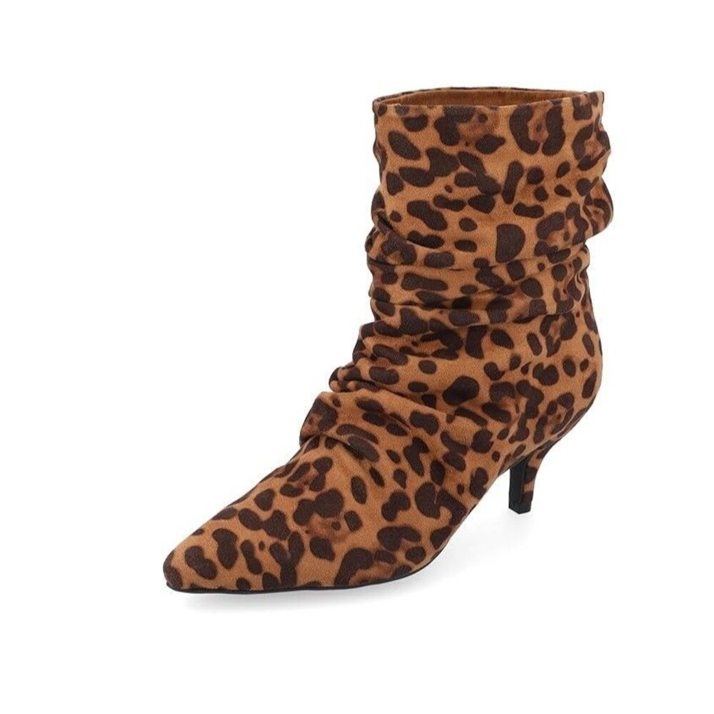Journee Collection Womens 11 M Leopard Jo Slouch High Heel Ankle Booties NEW SO9